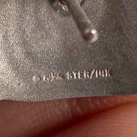 Ed Levin Sterling Silver 14K Gold Modern Spiral Stud Earrings - Picture 7 of 7